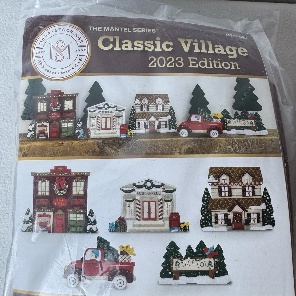 Merry Stockings MS10-059 2023 Edition Mantel Series: Classic Village 5 Piece Kit